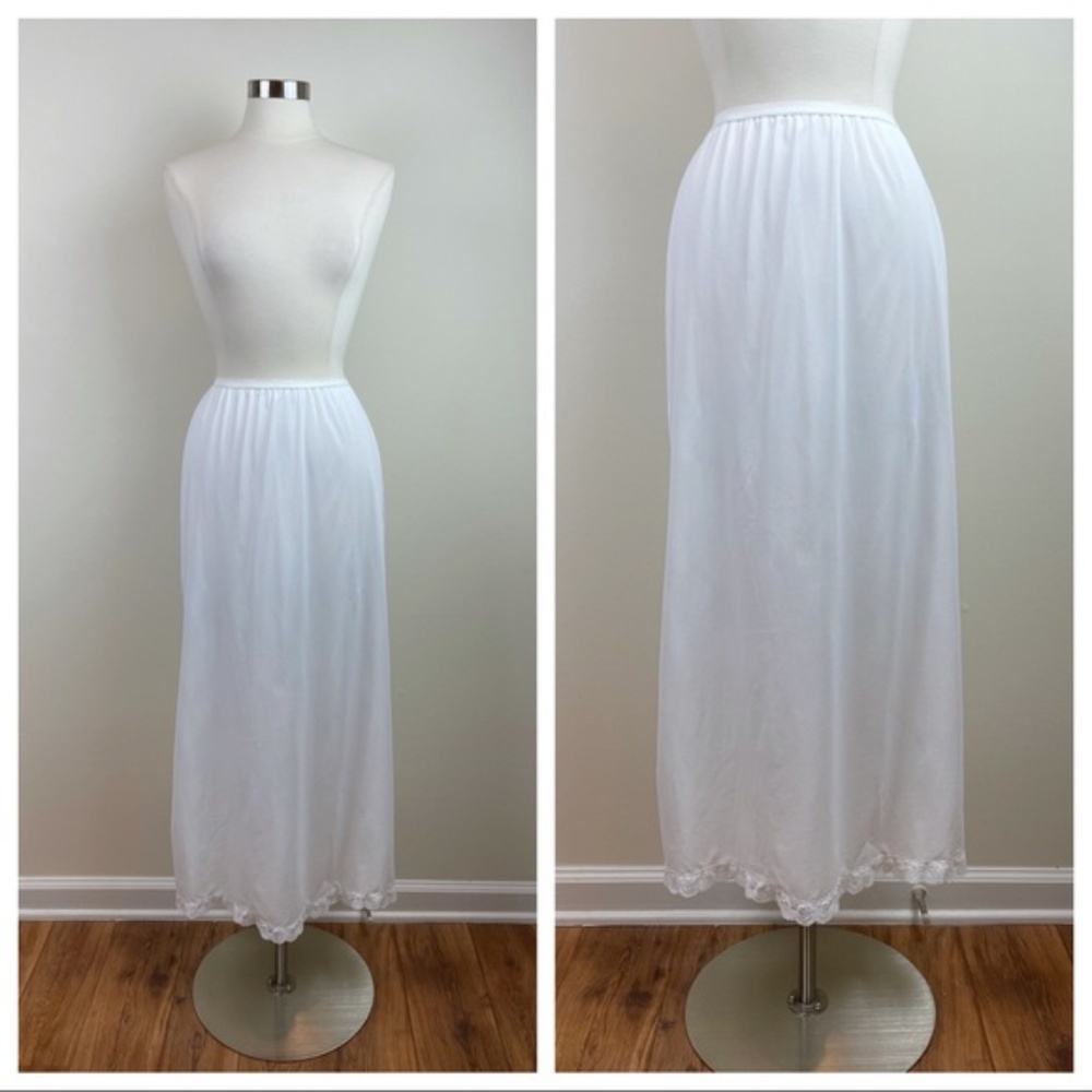 Vintage Shadowline White Nylon Lingerie Slip Women Medium